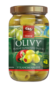 CBA Premium Olivy s paprikovou pastou v slanom náleve 360 g