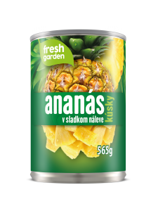 CBA Fresh Garden ananás kúsky v sladkom náleve 565 g (PP 340 g)