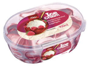 CBA Ice Cream smotanová príchuť s malinovým toppingom 900 ml